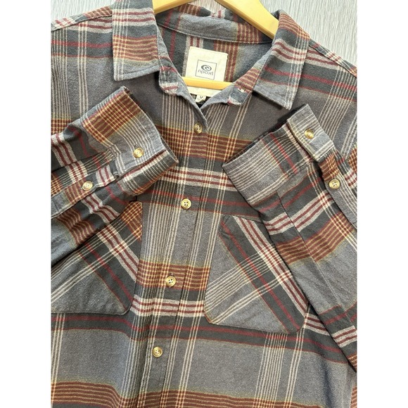 Rip Curl Flannel Shirt Top Women's Button Down Long Sleeve Medium Grunge Casual - Picture 1 of 7
